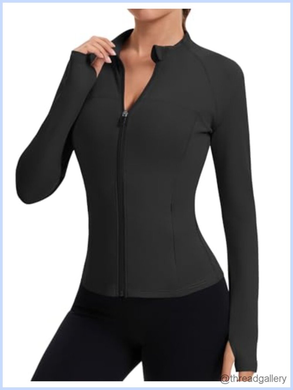 Women's Full Zip Workout Jacket Slim Fit Athletic Top with Thumbholes
